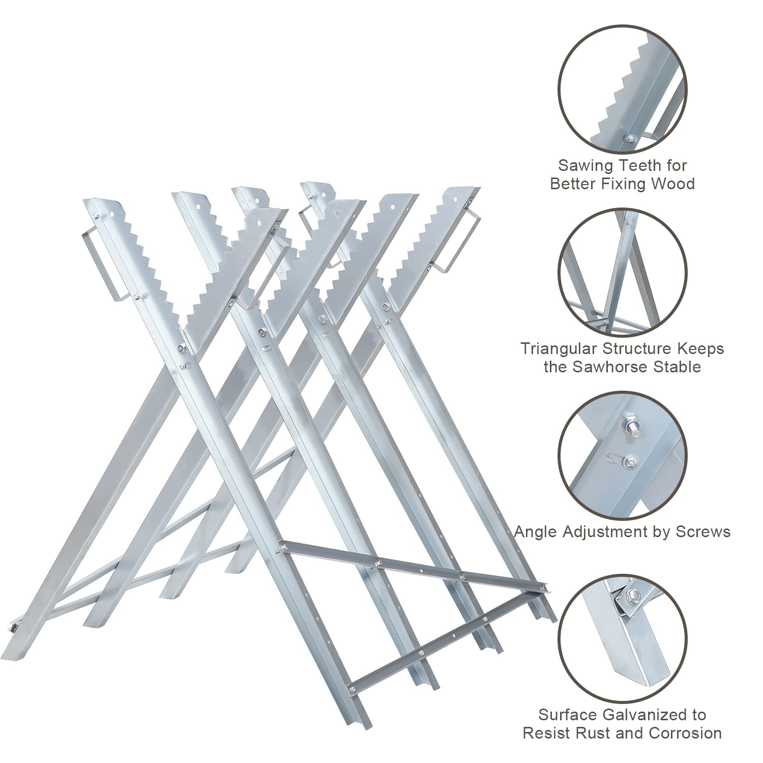 Chevalet de sciage pliable 81 x 80 x 80 cm - Charge maximale : 150 kg - Robuste et pliable - Pour scieries, ateliers