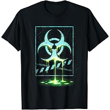 Cool Biohazard Symbol with Green Goo Grunge Streetware T-Shirt