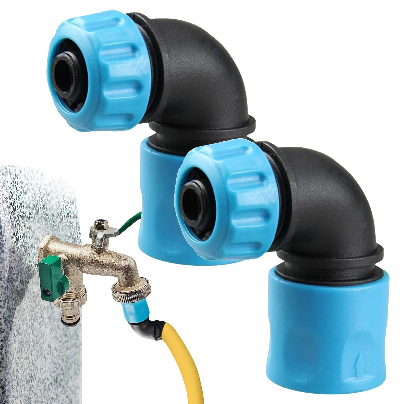 Raccordo Tubo Di Irrigazione, Parti Di Tubo Di Irrigazione, 2 X Divisore Rapido Rubinetto Acqua Con Ugello Ad Angolo Di 90 Gradi Per Di Irrigazione Prato Cucina