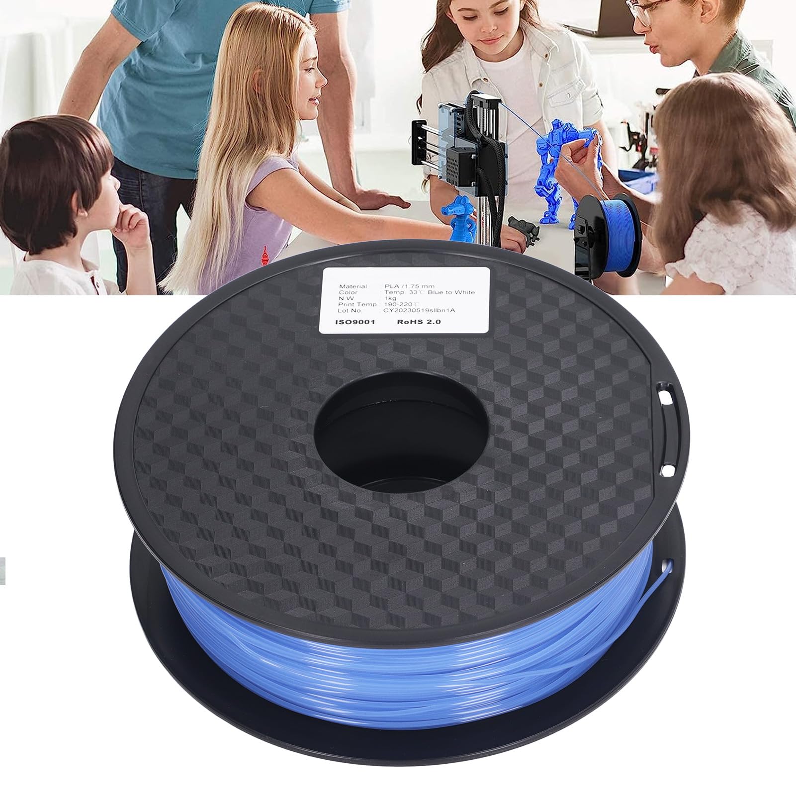 Generic Wodoodporny Włókno PLA o Grubości 1,75 Mm Zmieniające Kolor z Niebieskiego na Biały Materiały Eksploatacyjne do Druku 3D dla Hobbystów i Twórców
