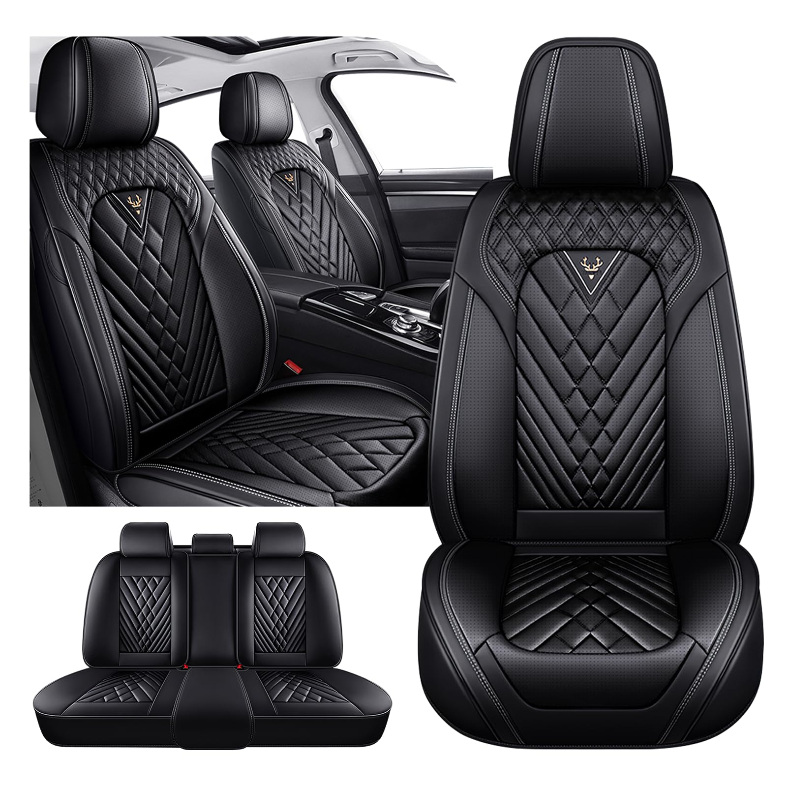Car Seat Covers for Mercedes-Benz GLB 250 2020-2026, Premium Nappa Leather Car Seat Covers, Airbag Compatible &amp; Anti-Slip Car Seat Covers Sets(5 Seats/Black)
