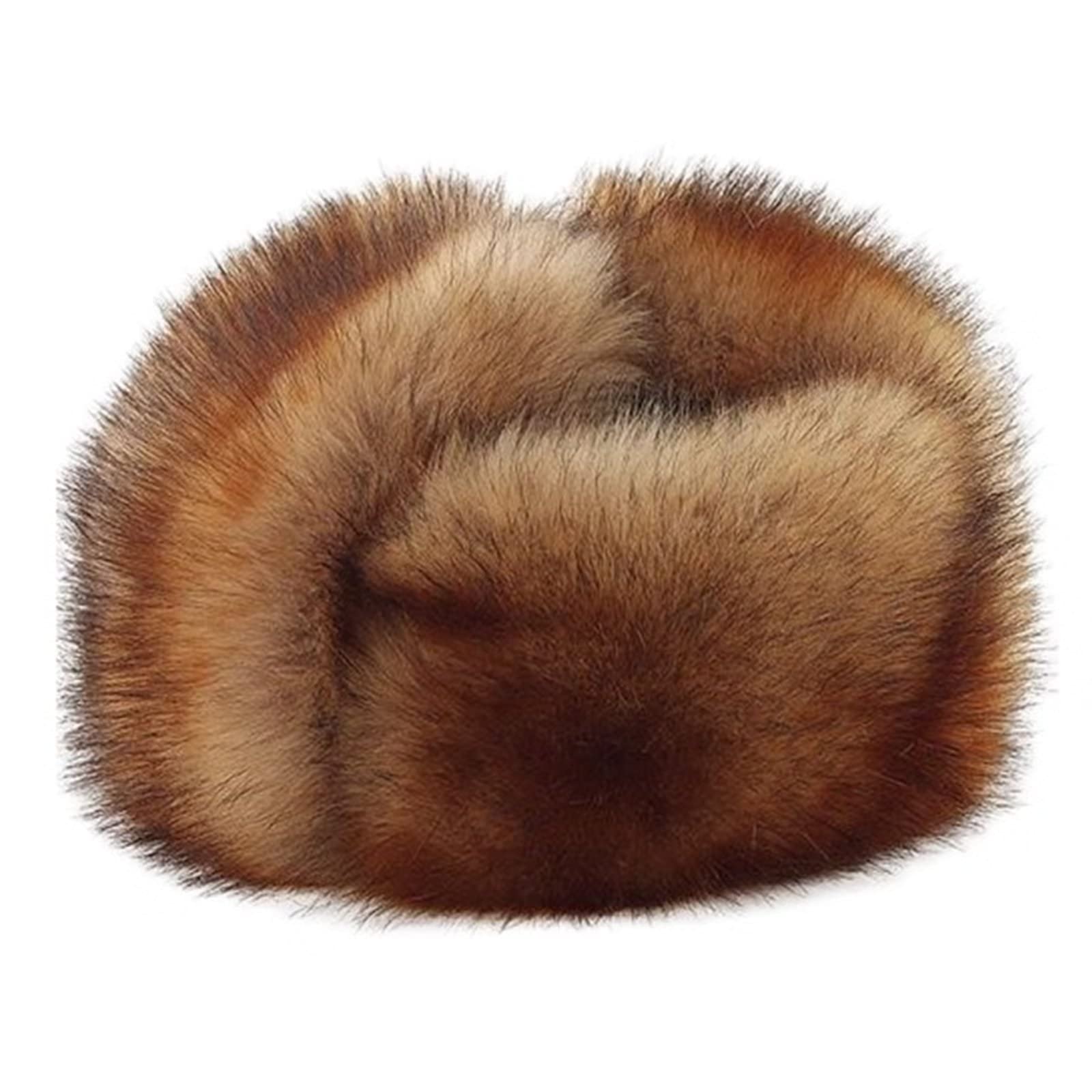 Cappello da Sci in Pelliccia Sintetica Russa da Uomo, Cappello Caldo Invernale con paraorecchie, Berretto per Donna, Cappello da Esterno, per la casa, CM,C-M