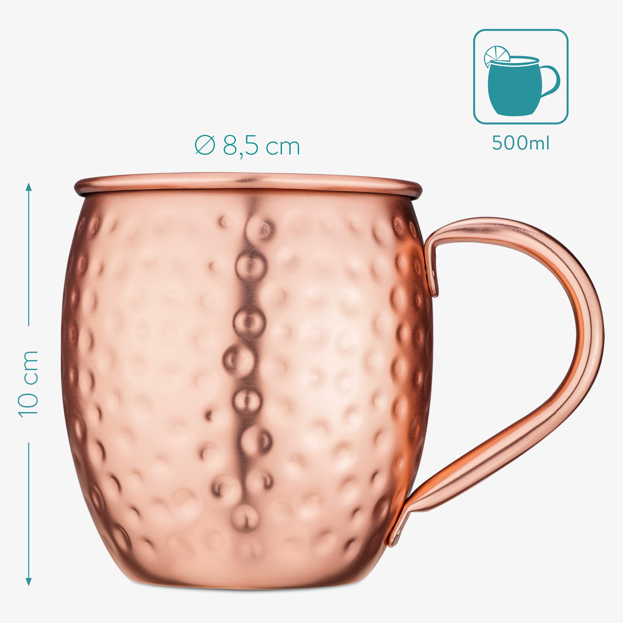 LACARI Lot de 2 gobelets en cuivre 470 ml 2 pailles, cadeau cocktail bar LACARI Lot de 2 gobelets en cuivre 470 ml 2 pailles, cadeau cocktail bar