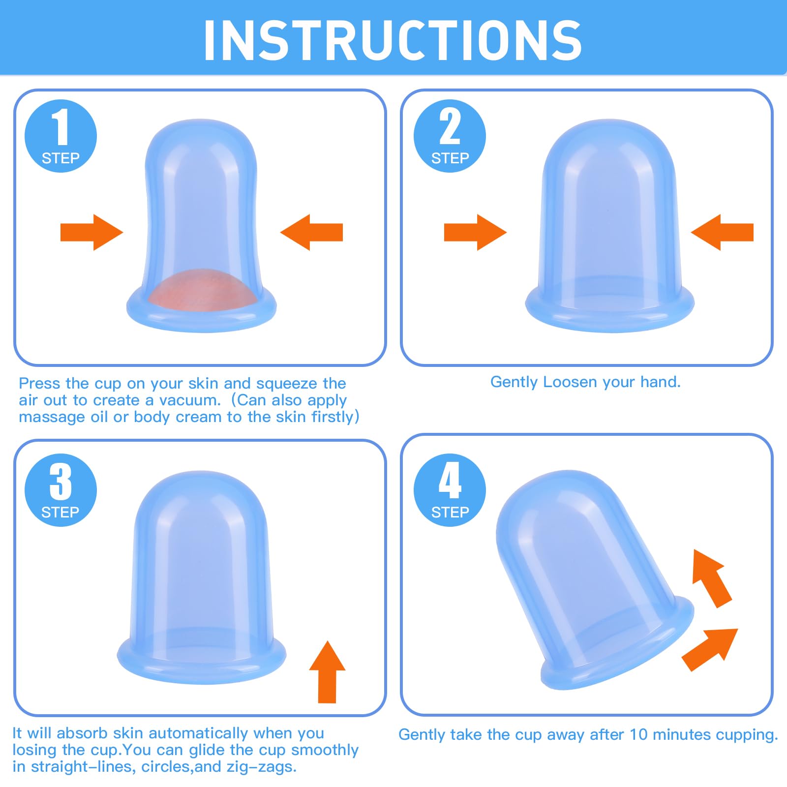 Set di coppettazione in silicone – Kit di coppettazione per terapia di massaggio – Set per la rimozione della cellulite – Massaggiatore a tazza anticellulite, ventose per massaggio a vuoto