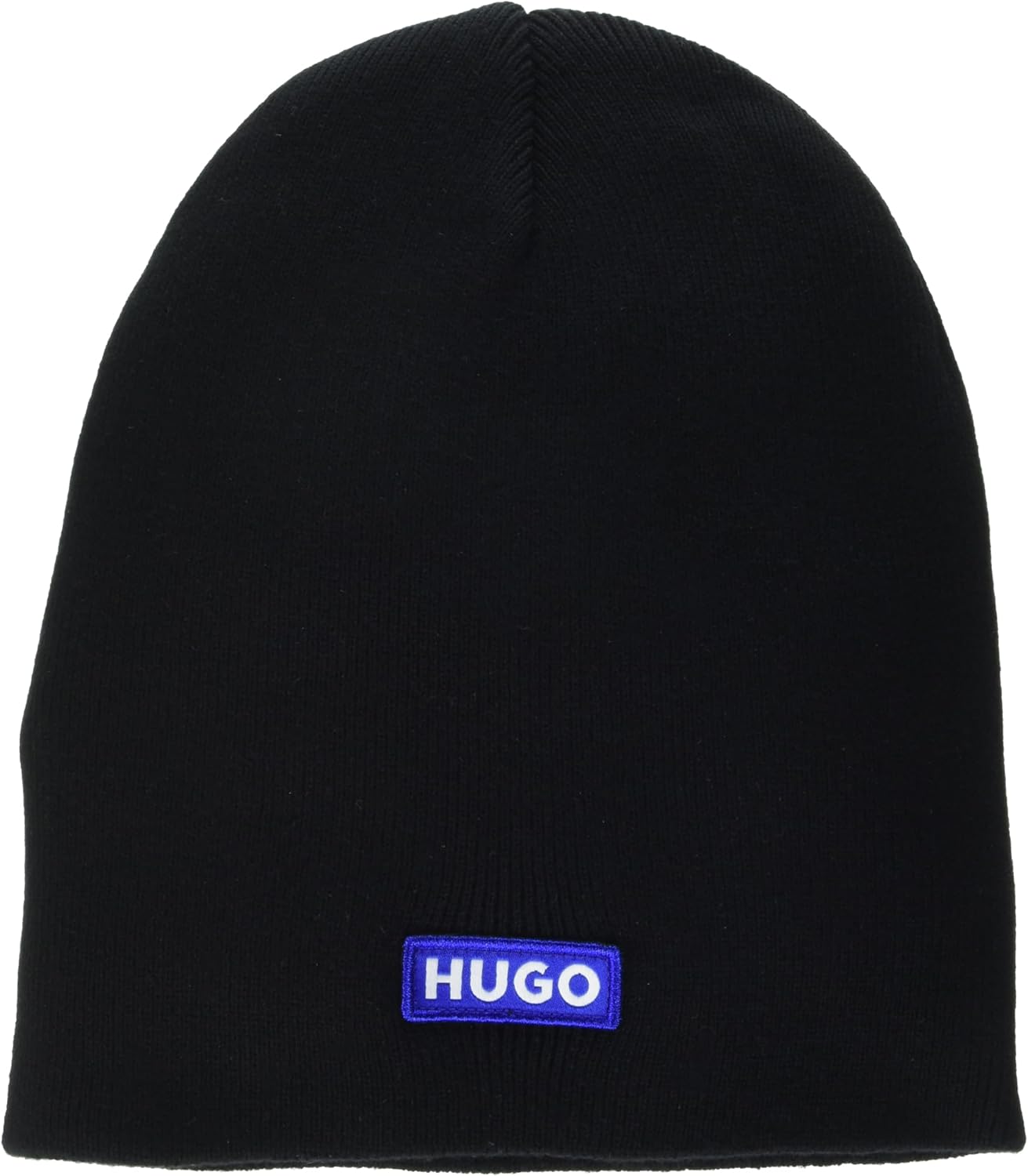 HUGO Men's Blue Patch Knit Beanie