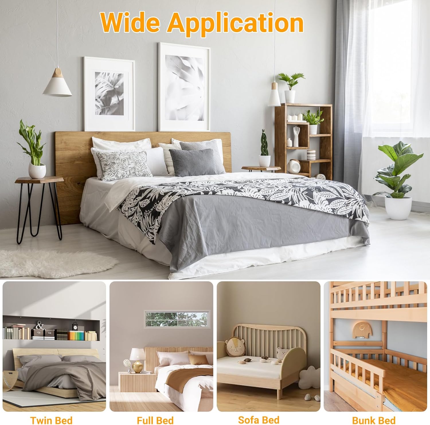 4 Pcs Bed Rail Brackets with 32 Pcs Srews, High Quality Bed Frame Brackets, Rust Proof Bed Frame Hardware for Headboards, Footboards, Wood Bed Frame