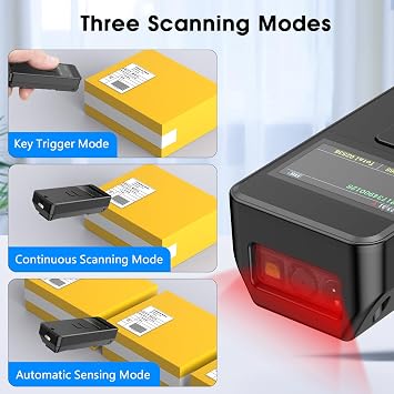 Symcode 2D Bluetooth Barcode Scanner Wireless with Display Screen with Magnetic Suction Clip,Portable Mini Library Book Inventory QR Bar Code Scanner Compatible with iPhone, iPad, Android Phone