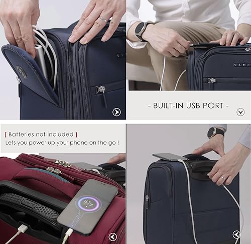 Miniatura 5 de Verage Carry On Underseat Luggage with Wheels & USB Port, Wheeled Spinner Bag Carry-on Luggages for Airlines, Lightweight Suitcase Men Women, Pilots