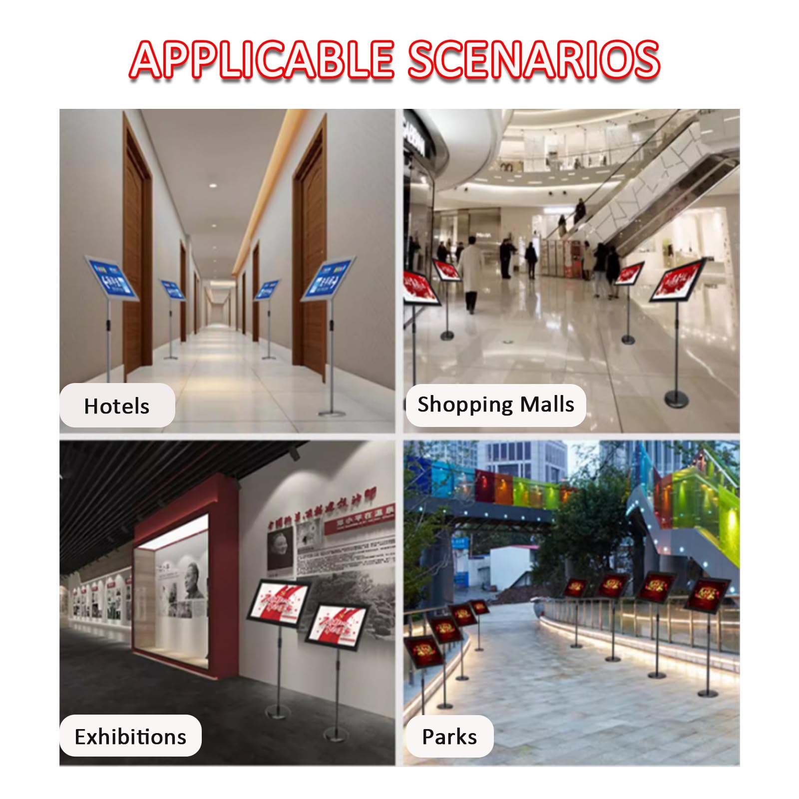 Soporte For Carteles, Giratorio Y Ajustable, Con Base Recargable, InstalacióN RáPida Sin Herramientas For Hoteles Y Exposiciones