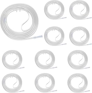 10 Pack Oxygen Nasal Cannula for Adult, Soft & Lightweight High Flow Oxygen Tubing with Curved Nose Piece, Non Kinking, Latex-Free, Each with Individually Sealed Package, 6.6Ft/2M