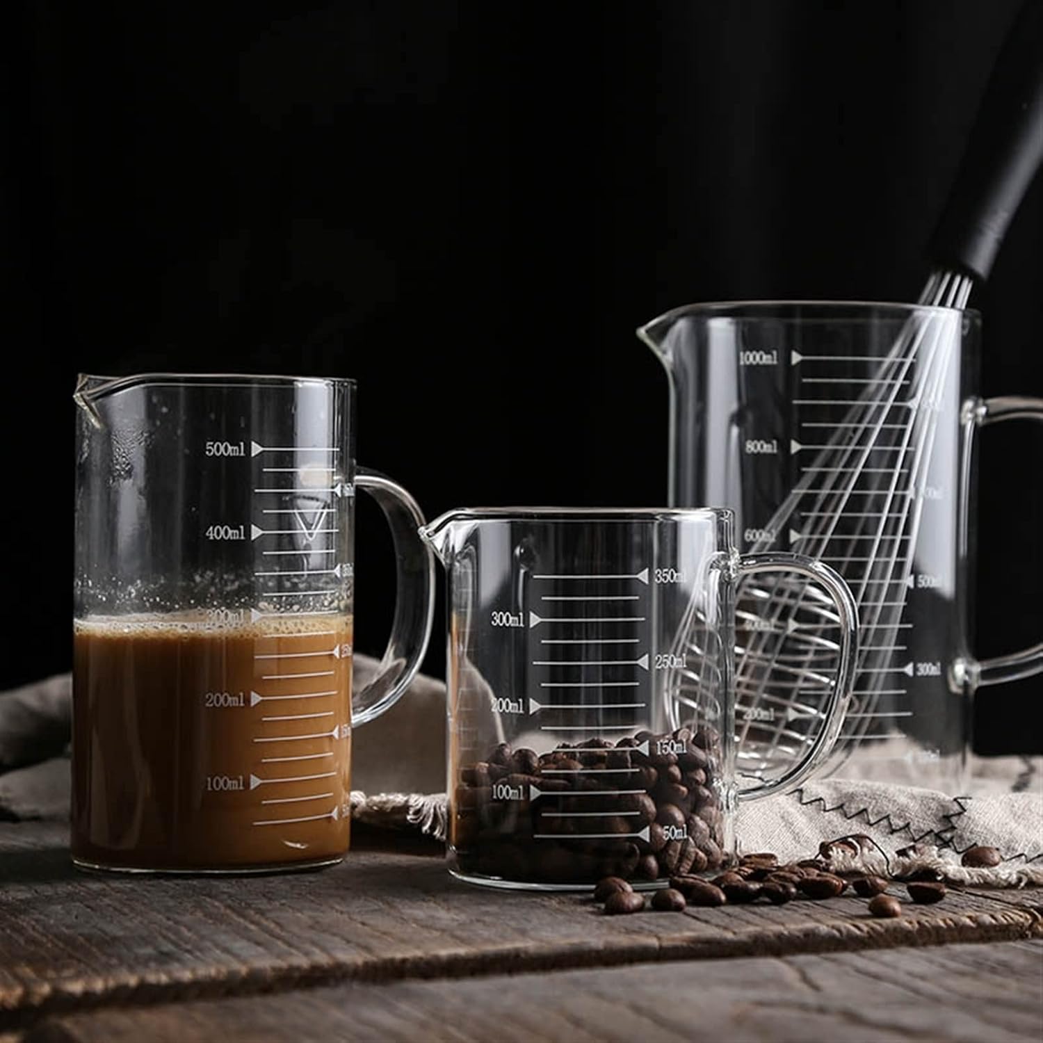 Saucer 250ml/500ml/1000ml High Borosilicate Glass Measuring Cup Jug Clear Milk Cup for Baking Cooking Kitchen Accesssories Dish(500ml), 20010125 (One Color 250ml)