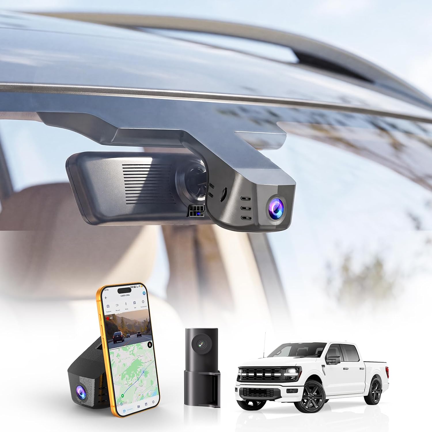 Front 4K and Rear 1080P Dash Cam for Ford F150 2018-2026 F250/F350/F450