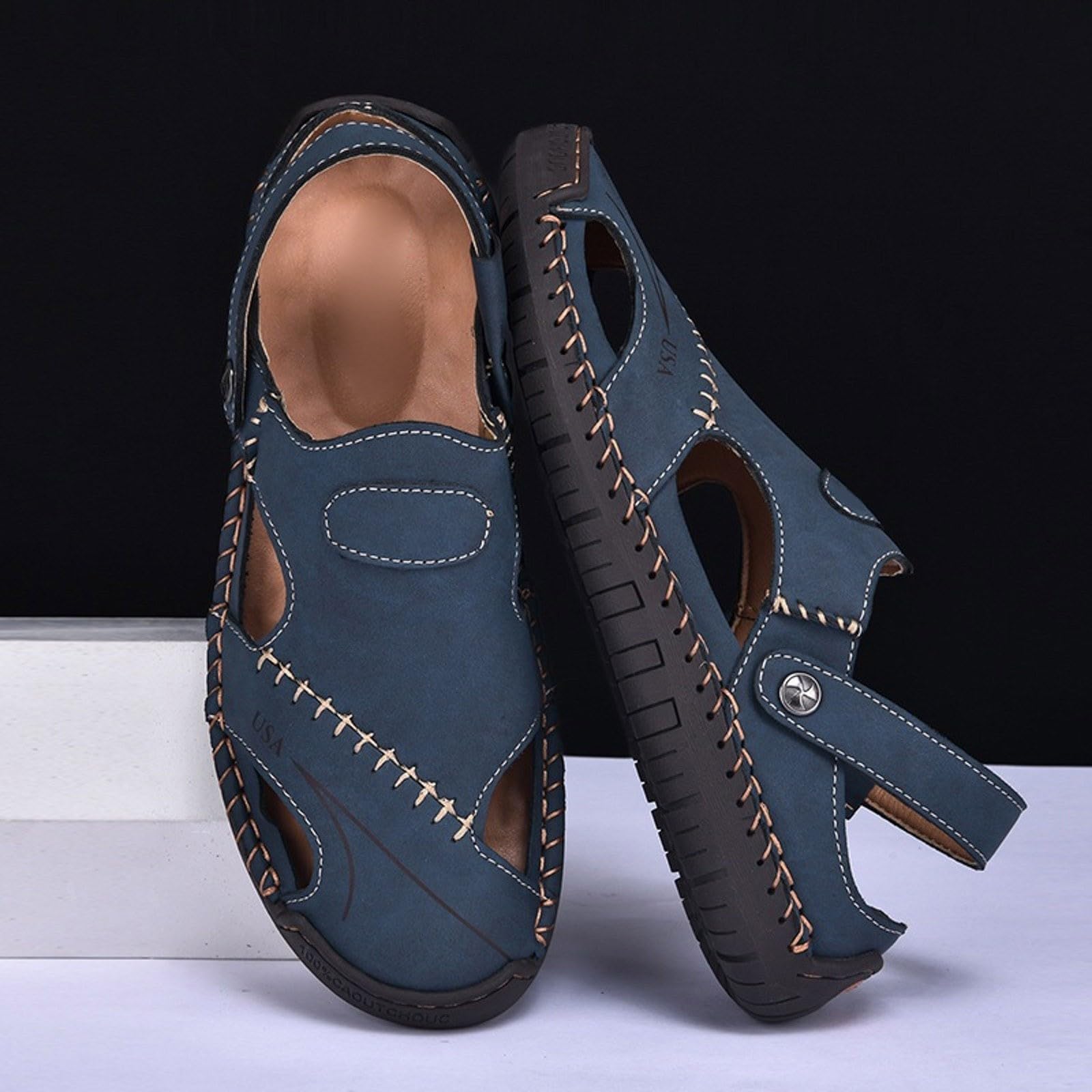 Sandalias Deportivas Hombre-Sandalias de mano transpirables con dos tiras, cómodas, informales, para la playa y el verano.