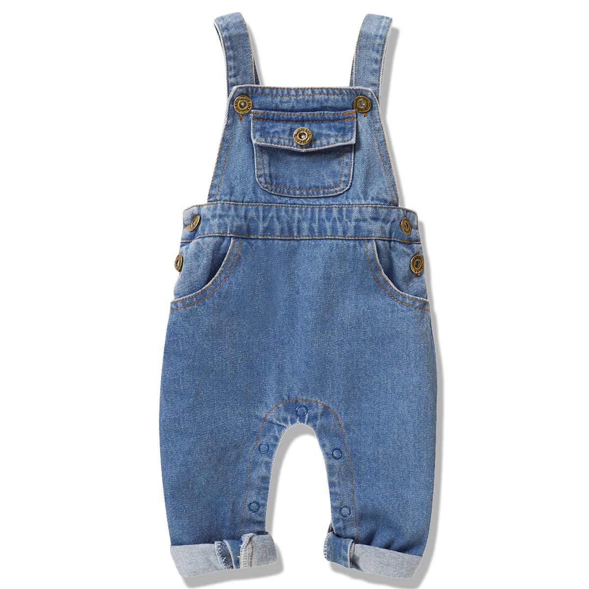 T TALENTBABY Mono vaquero recién nacido para bebé, niña, con tirantes, pantalones vaqueros y peto, azul