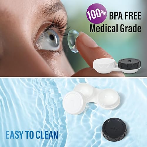 Miniatura 3 de Paquete de 8 fundas negras para lentes de contacto, kit de mini lentes de contacto portátil para exteriores, perfecto para viajes y uso diario