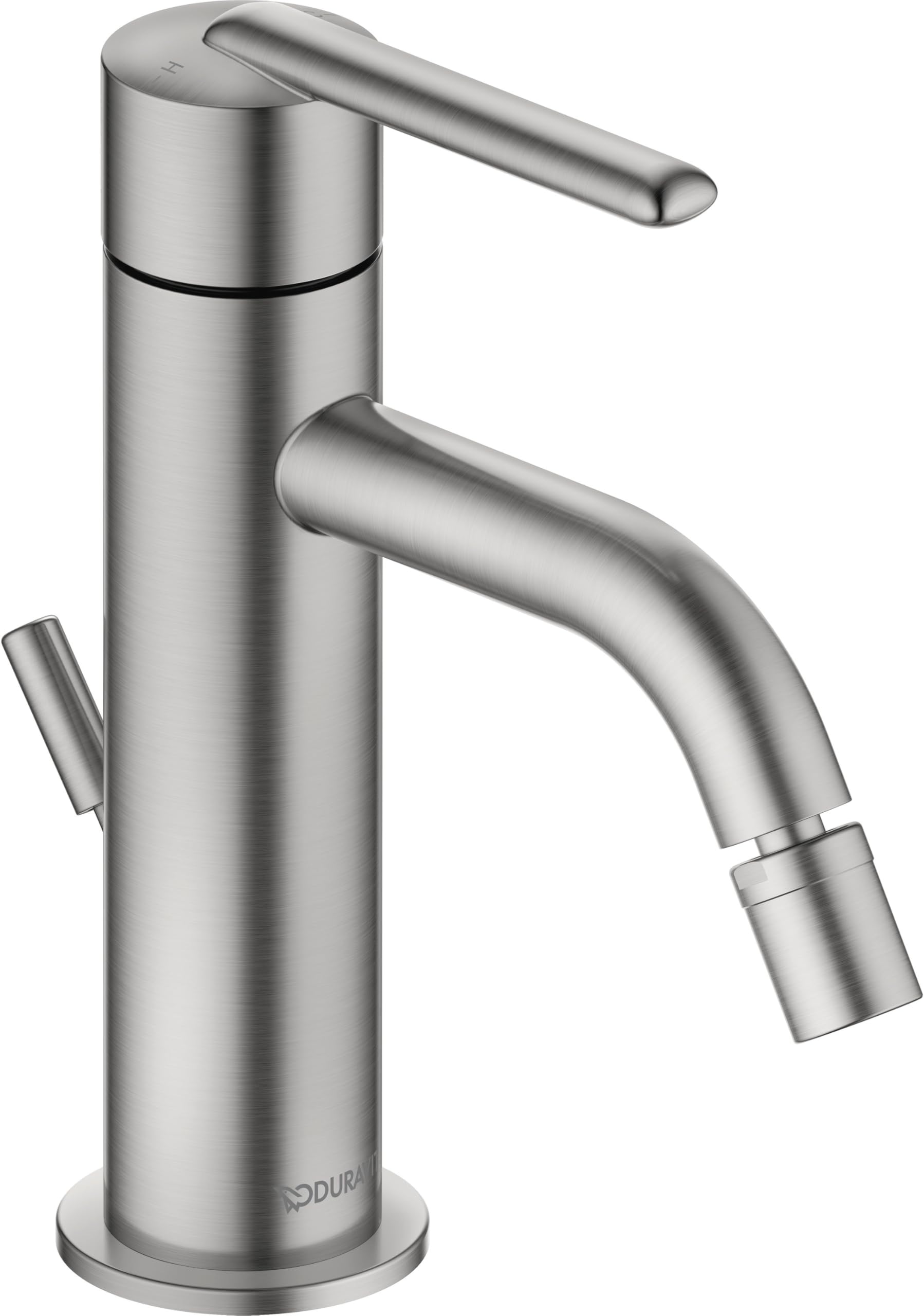 Duravit Balcoon jednouchwytowa bateria bidetowa (wysokość wylewki 119 mm), mieszacz bidetowy z zestawem odpływowym z drążkiem pociągowym, stal nierdzewna szczotkowana
