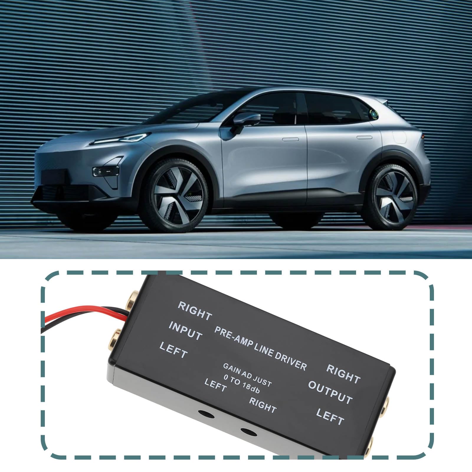 ECSiNG Préamplificateur RCA Amplificateur de Signal Entrée/Sortie Plage Réglable de 0,1 à 18 DB pour Voiture Et Bateau