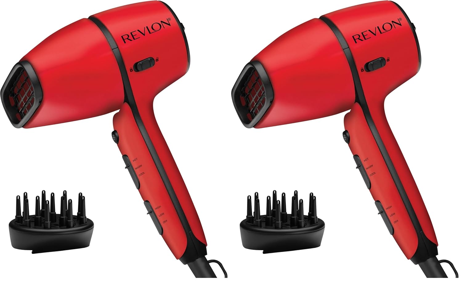 REVLON Airflow Control Hair Dryer with Diffuser - 1875W Blow Dryer Head Rotates 90° for Total Control, Wider Head for Less Drying Time, Reduces Frizz (Red)