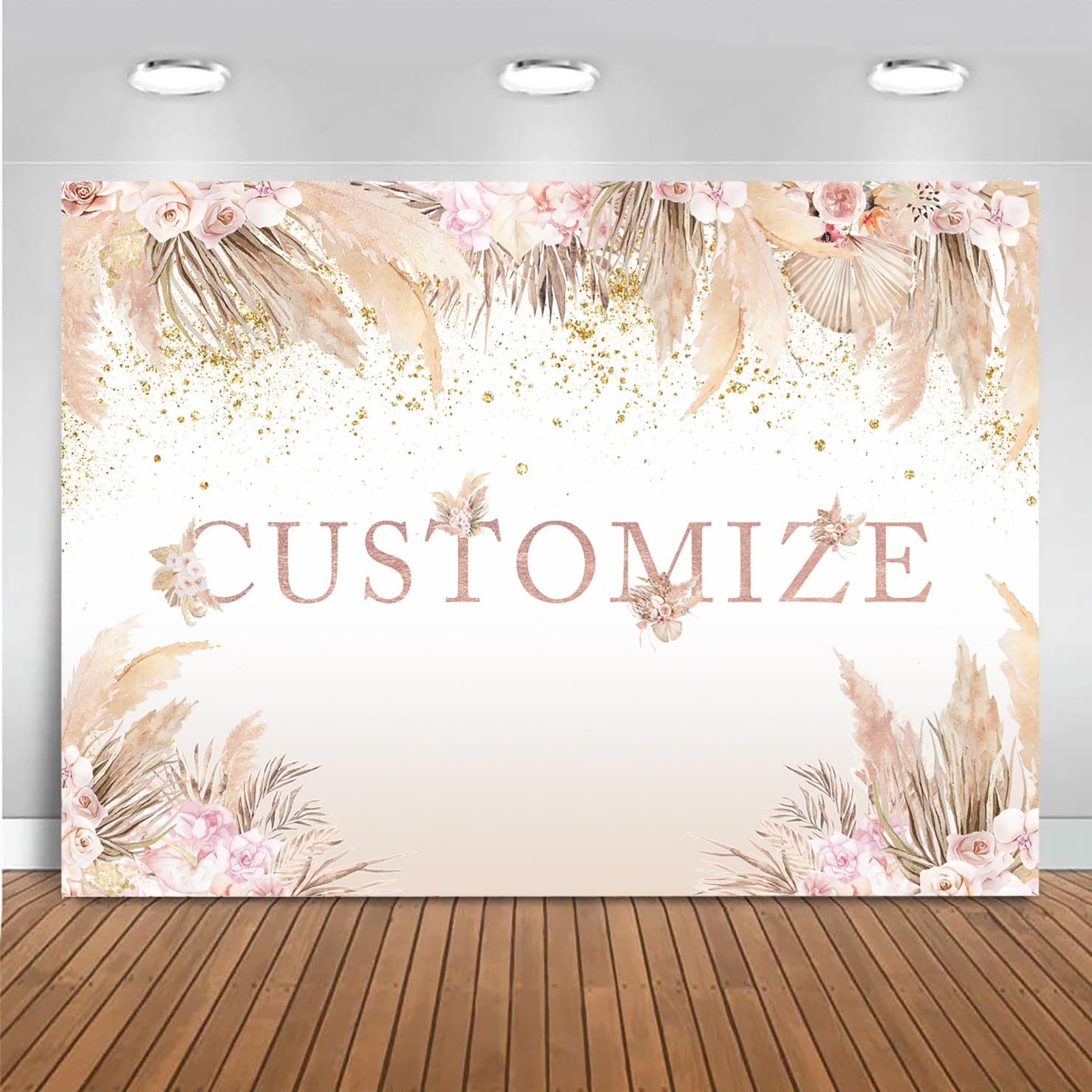 Mocsicka Boho Hello Baby Backdrop Boho Chic Pink Flowers Baby Shower Background A Sweet Little Girl is on The Way Party Cake Table Decorations Photo