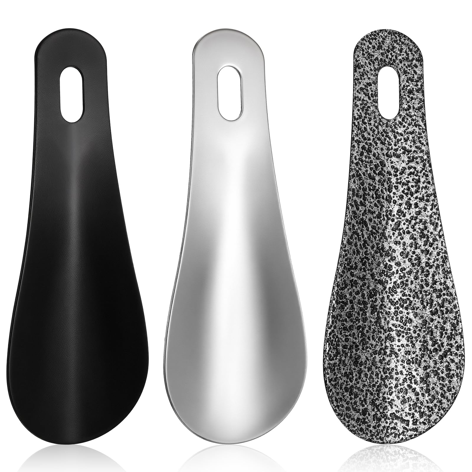 SHENLIU 3 sztuki małych przyborów do butów, 10 cm, mini metalowa ściągaczka do butów, krótka podróżna ściągaczka do butów z uchwytem ściennym, stal nierdzewna, pomoc w zakładaniu dla mężczyzn, kobiet