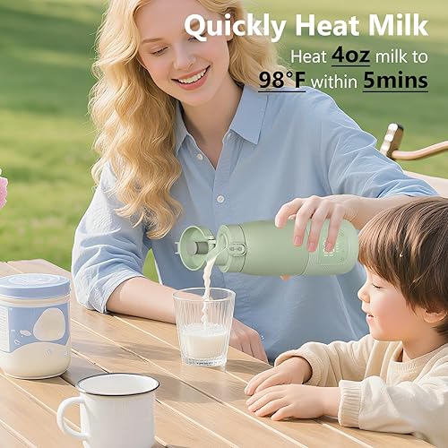 Miniatura 2 de Calentador de biberones portátil para viajes, carga súper rápida y calentamiento de 5 minutos para leche materna, fórmula y agua, gran capacidad de