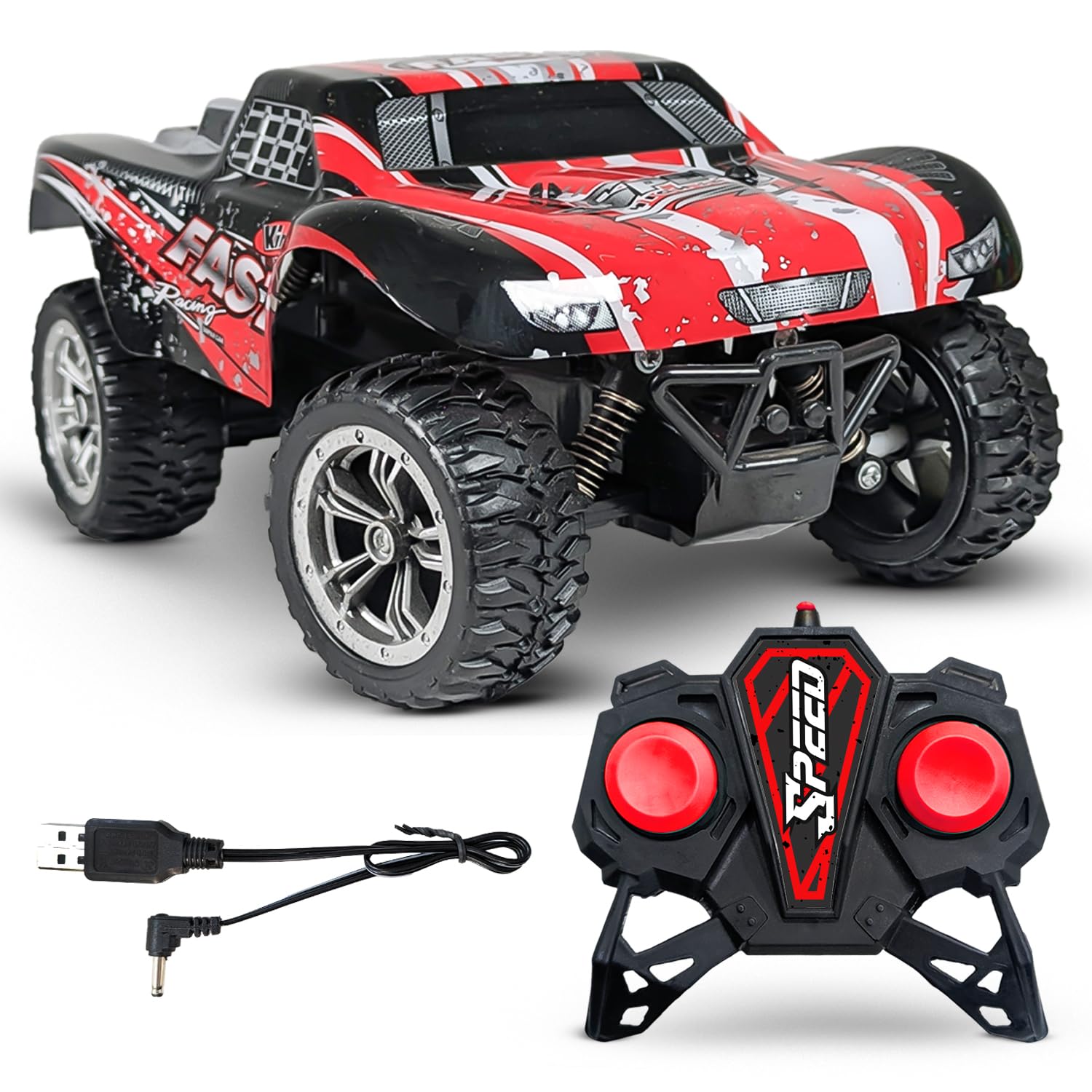 KIPA GAMING Remote Control RC Car, High Speed Off-Road Monster Truck, 1:16 Scale, Red and Black, USB Rechargeable (Rowdy Roadie - Red)-image-24