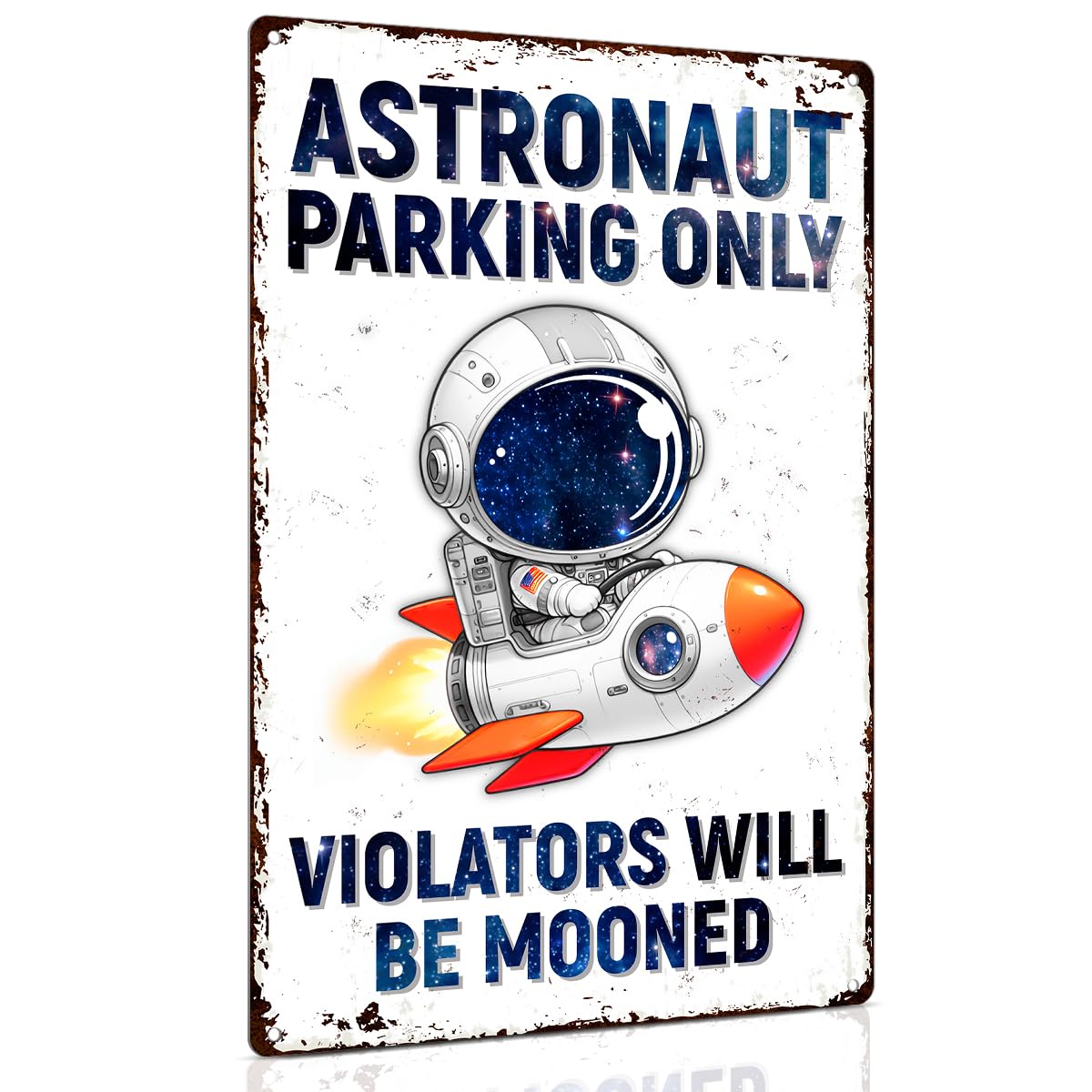ALKB Kids Space Gifts Outer Space Decor For Boy's Room - Astronaut Parking Only Sign, 8 x 12 Inch Astronaut Decor Metal Sign