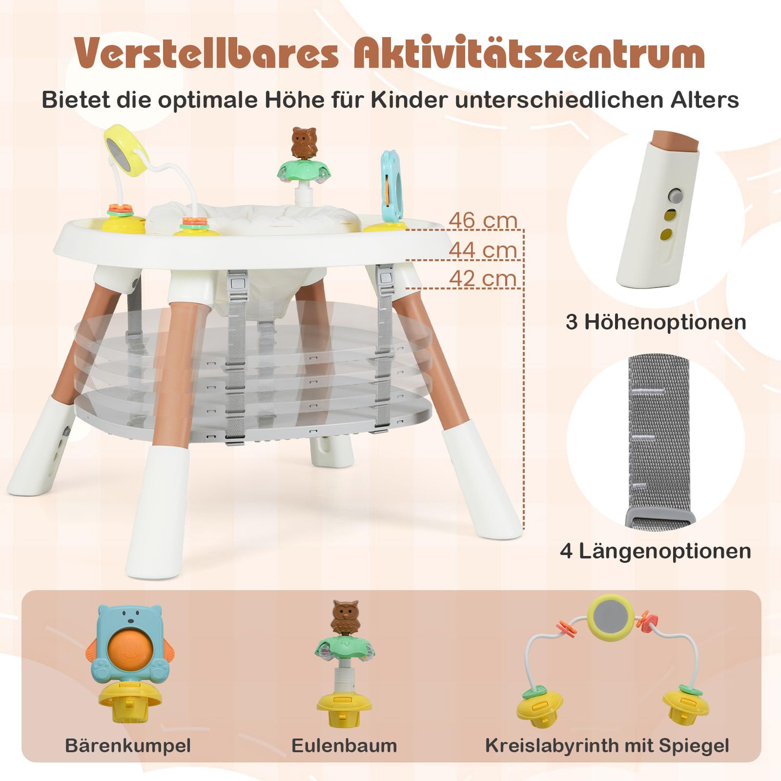 COSTWAY Hochstuhl Baby 16 in 1, Kinderhochstuhl & Spielzeugtisch & Bausteinbrett & Kinderstuhl & Sitzerhöhung mit abnehmbarem Tablett, 5-Punkt-Gurt & Korb, Babystuhl für Kinder ab 6 Monate (Weiß)