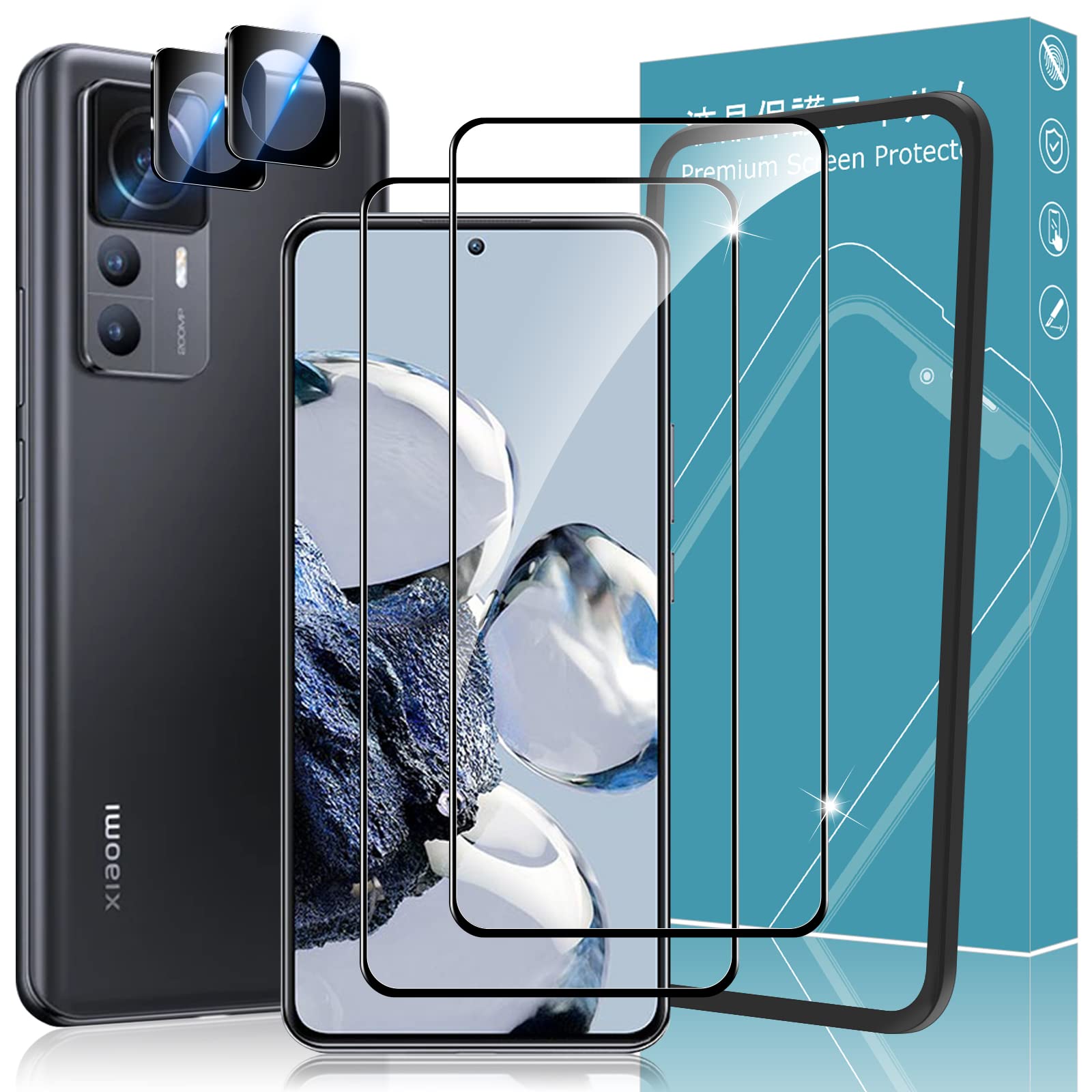 Amazon | Xiaomi 12T Pro 縁が浮かない ガラスフィルム (2枚)+カメラ 
