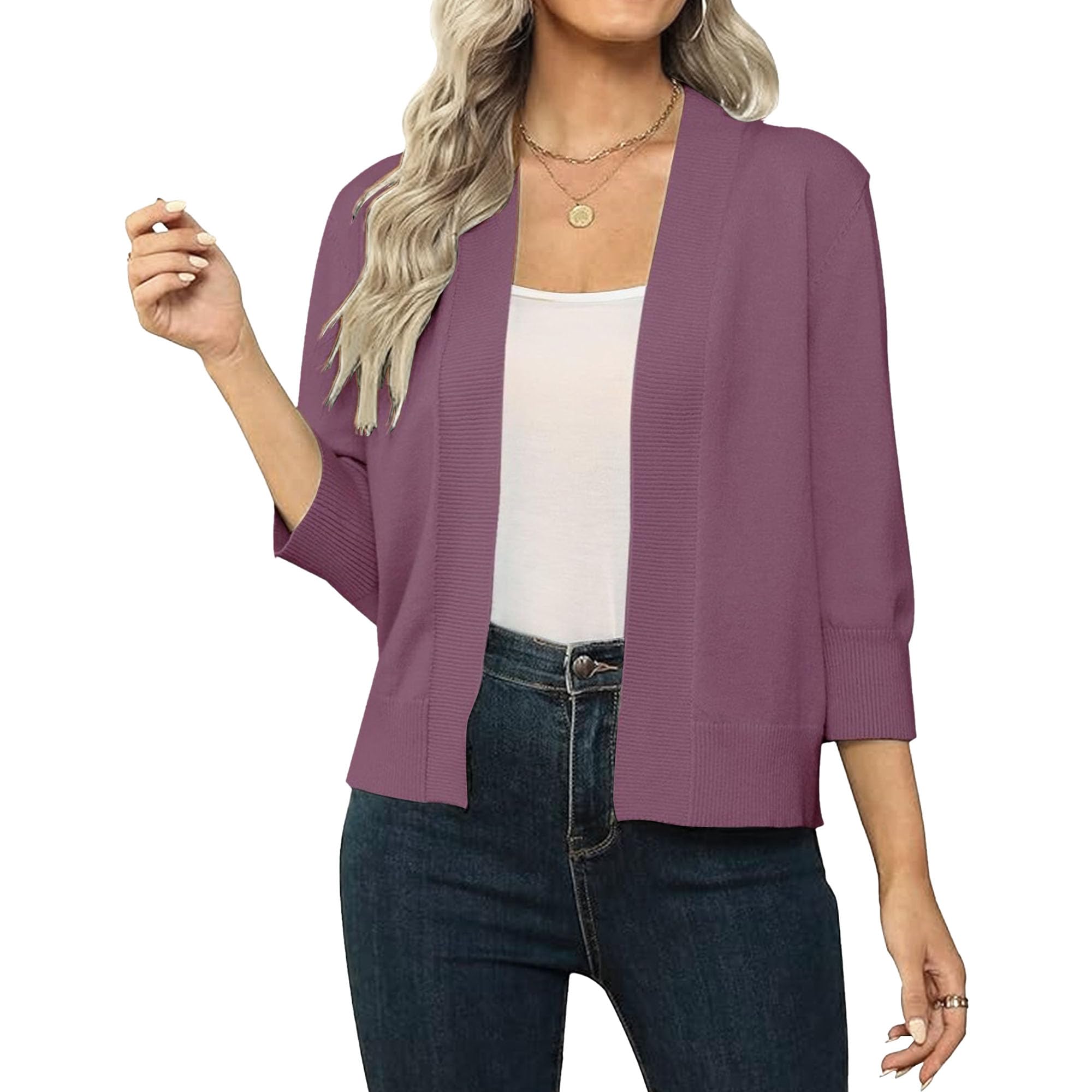Womens Slim Fit Knit Stylish Outdoor Sweater Open Front Solid Cropped Sweater Cardigan Comfort Warm Sweaters