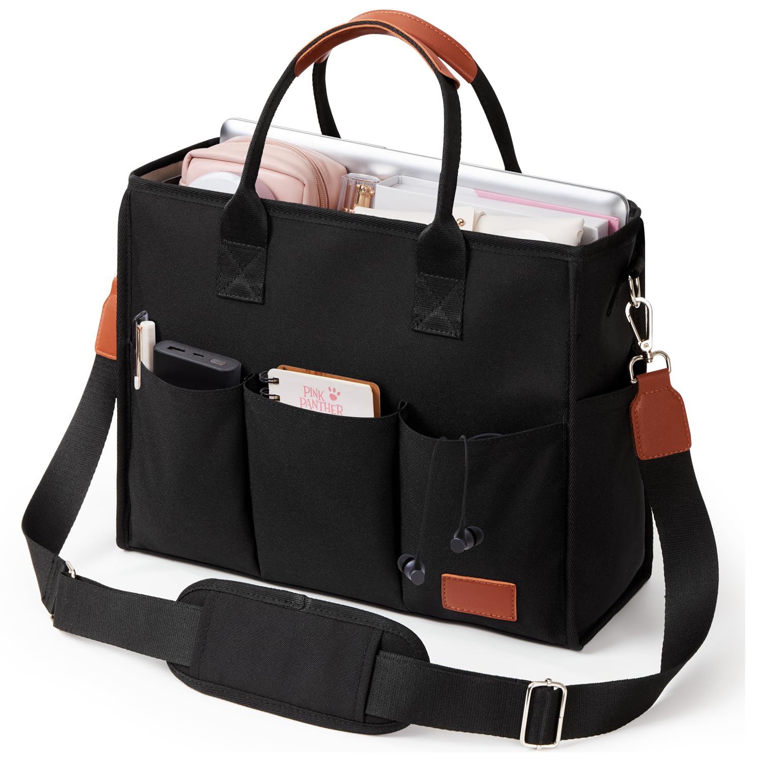 Fancy Forest Utility Work Tote Bags for Women With Compartments Zipper Large Canvas Tote Pruse Cossbody for College