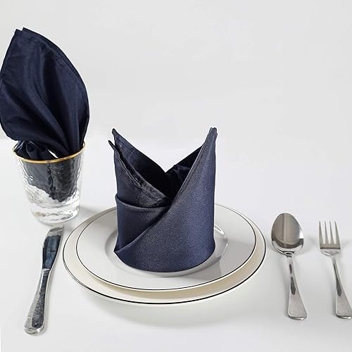 Miniatura 5 de Cloth Napkins 17x17 inch Washable Polyester Dinner Napkins Soft Table Napkins for Wedding Party Dining Banquet(Navy,50PCS)