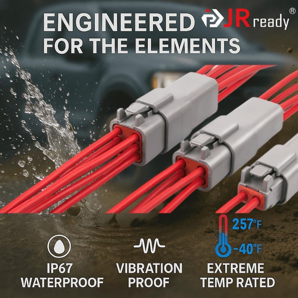 JRready Deutsch Connector Kits ST6303: 2 3 4 6 8 12 Pin DT Connector Kit IP67 Waterproof with Deutsch Crimper ACT-LY-16DT, Stamped Contacts Size 16 for Automotive, Truck, Boat Repairing
