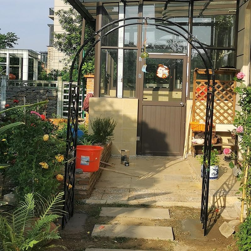Miniatura 5 de Steel Garden Arbor - Enrejado de pérgola de soporte de arco resistente para césped al aire libre, terraza, arcos de entrada, arcos de hierro forjado