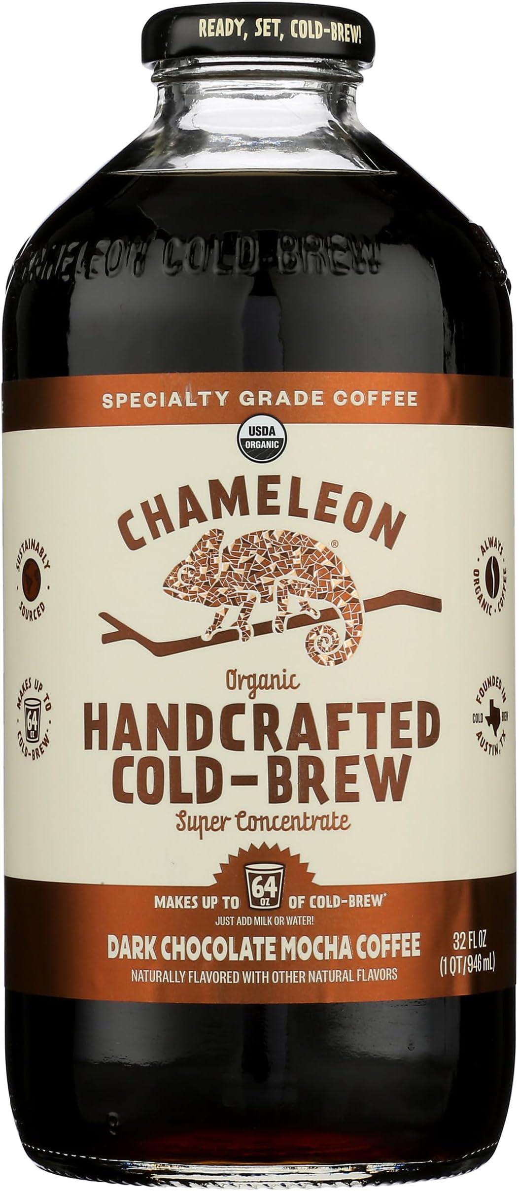 Chameleon Organic Mocha Cold Brew Coffee Concentrate, 32 oz