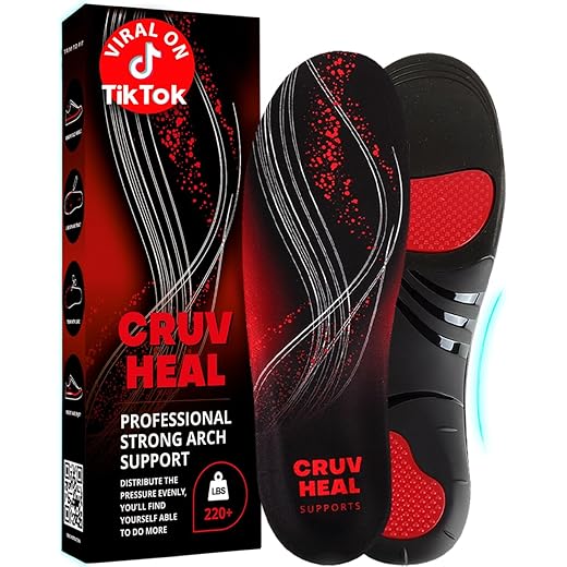 (Pro Grade) 220+ lbs Plantar Fasciitis High Arch Support Insoles Men Women - Orthotic Shoe Inserts for Arch Pain Relief - Boot Work Shoe Insole - Standing All Day Heavy Duty Support (M, Black)