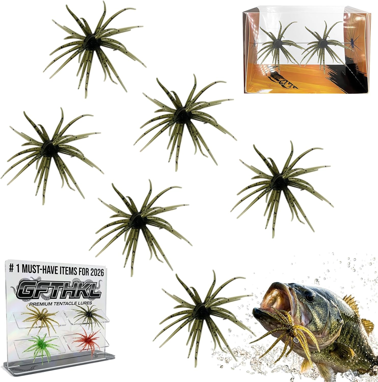 Tentacle Creature Lure, Finesse Lifelike Mimics Real Live Prey with Slow-Sinking Design for Bass Fishing with Drop Shot, Texas Rig & Finesse Techniques Anglers and Fishermen Alike