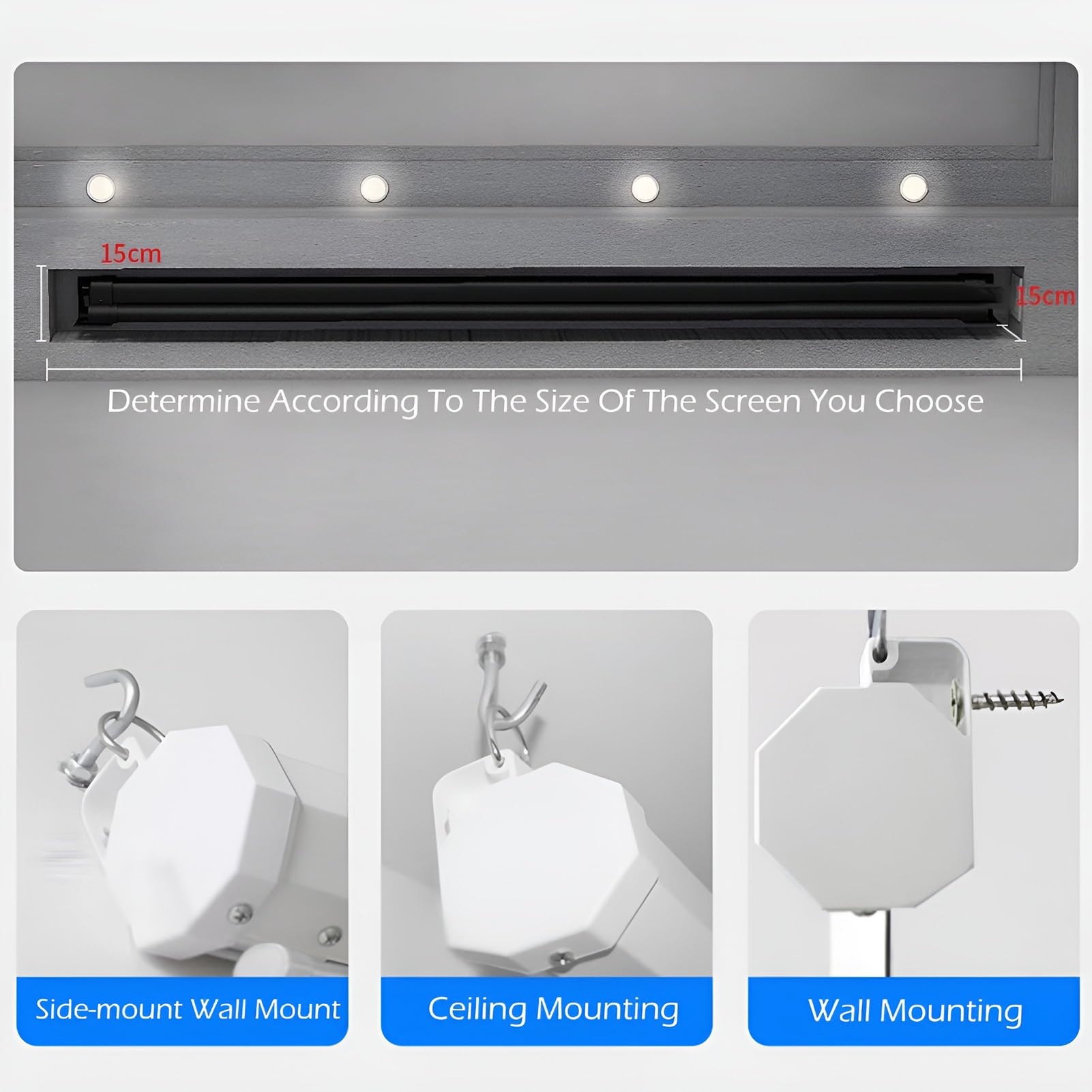 Telo Proiettore da 60/72/84 Pollici 4K HD Formato 4:3 con Fissaggio a Muro e Soffitto, Schermo per Proiettore per Casa, Home, Cinema, Esterno(60 in)