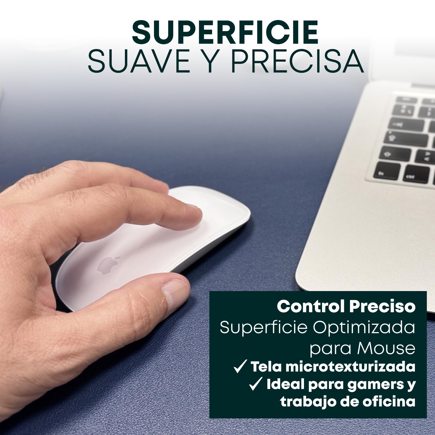 Alfombrilla de Escritorio XXL Impermeable y Antideslizante - Protege tu Mesa y Mejora la Comodidad - Superficie Suave para Teclado y Ratón - Corcho Natural - 120x60 cm - Azul marino