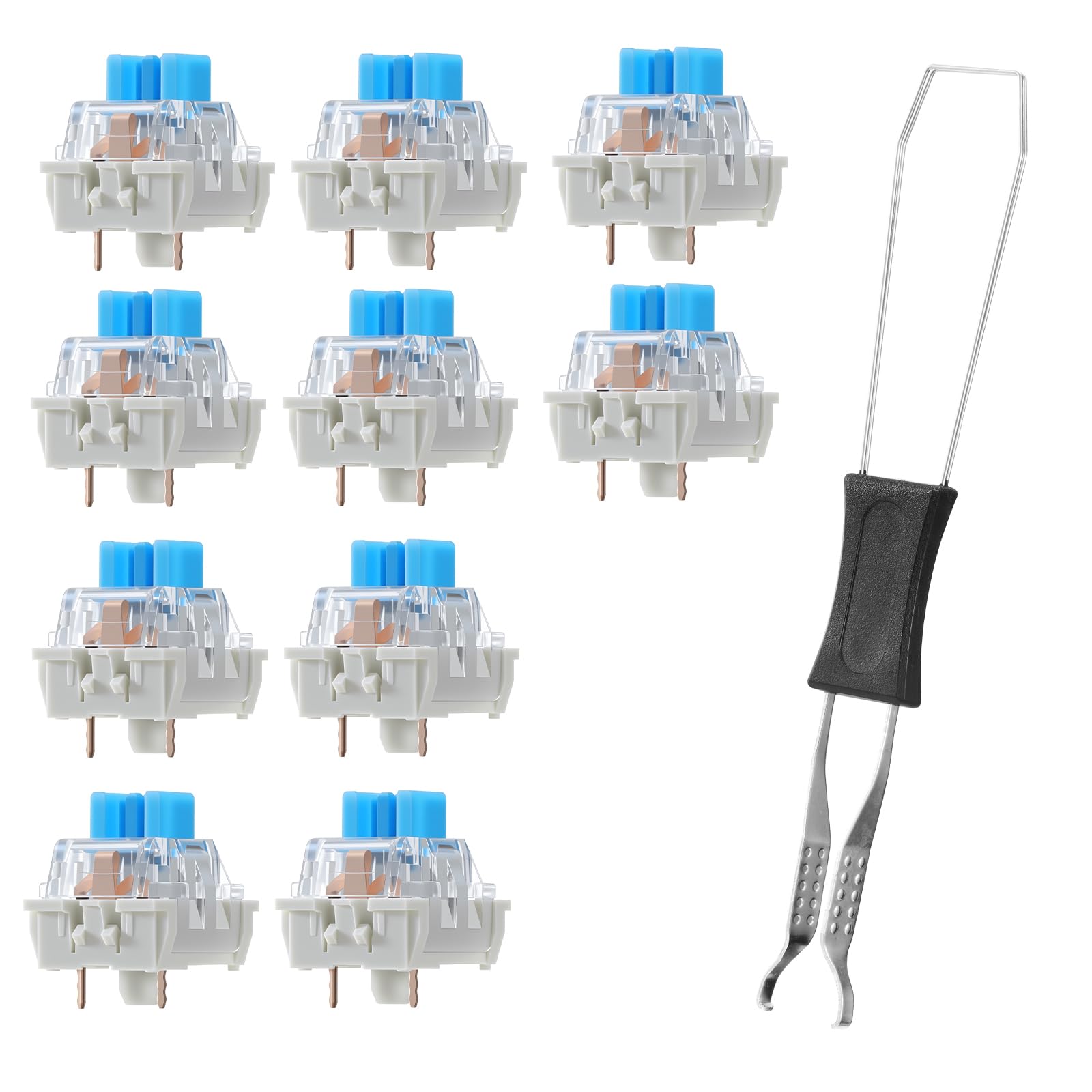 Photo 1 of 10 PCS Blue Keyboard Keys Replacement 3 Pin Mechanical Keyboard switches Crisp Sound Accurate Typing Dust-Proof Keyboards Clicker for Most Gaming Keyboards