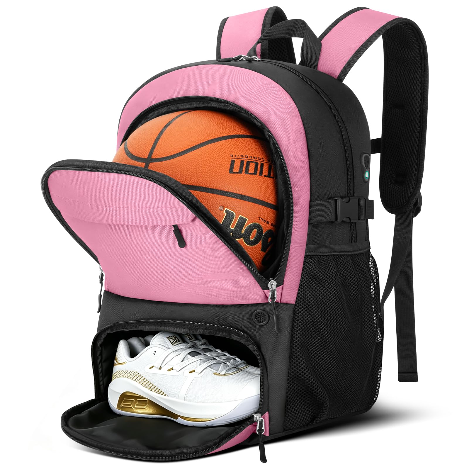 OCKLILY Basketball Backpack - Large Sports Equipment Bag with Ball Holder &amp; Shoe Compartment, Sport Bags for Basketball, Soccer, Volleyball, Gym, School and Travel, 30L