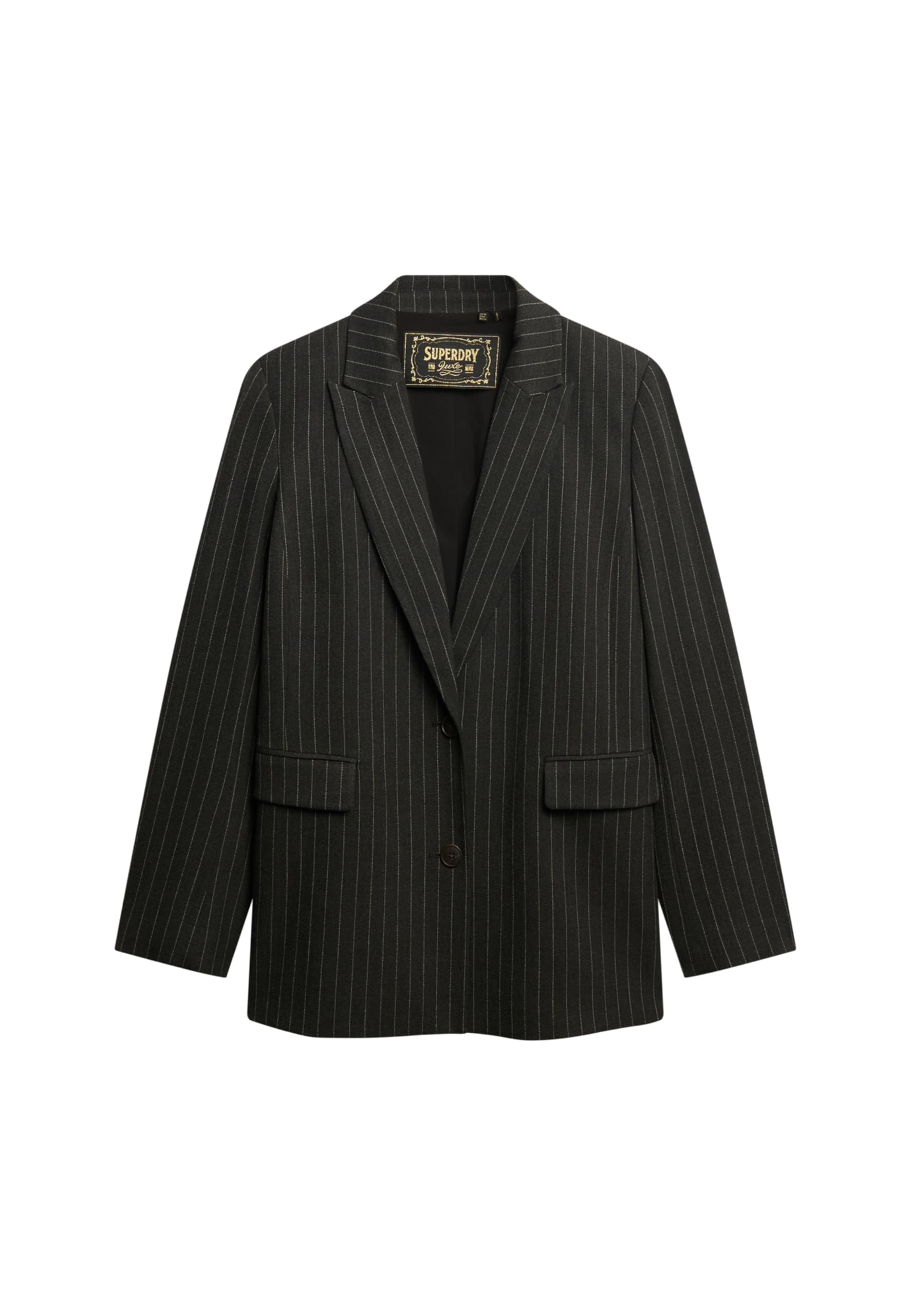 Superdry Damen Nadelstreifen Boyfriend Blazer Anthrazit 44