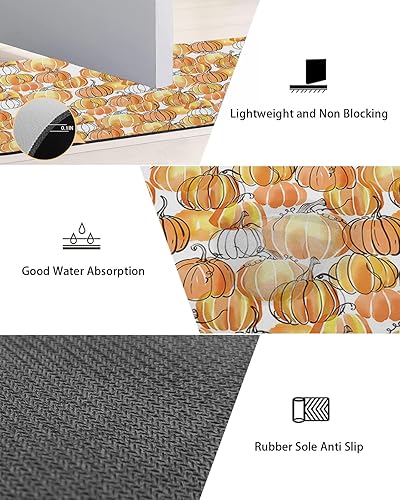 Miniatura 4 de Tapete de baño vintage con diseño de calabazas para bañera, antideslizante, de secado rápido y absorbente, con tierra de diatomeas, fregadero de
