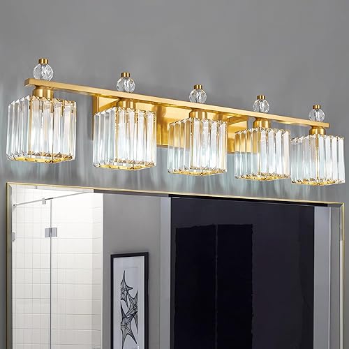 Miniatura 40 de Luces de tocador 4-Luces Modernas de Cristal para Tocador Luz de Baño Dorada Accesorios de Iluminación de Tocador sobre Espejo Lámparas de Tocador