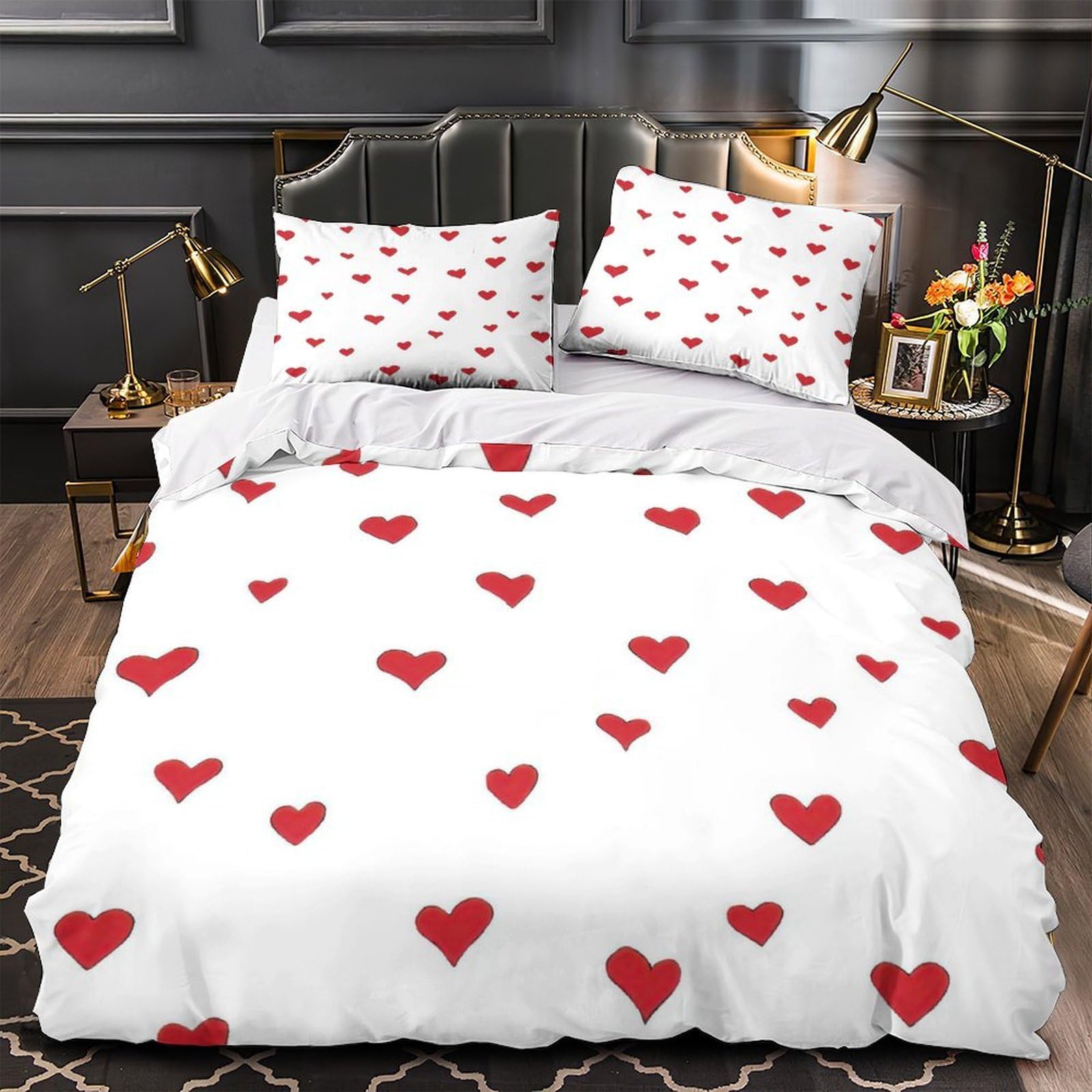 Housse de couette cœurs rouges 3D pour décorer la chambre des enfants