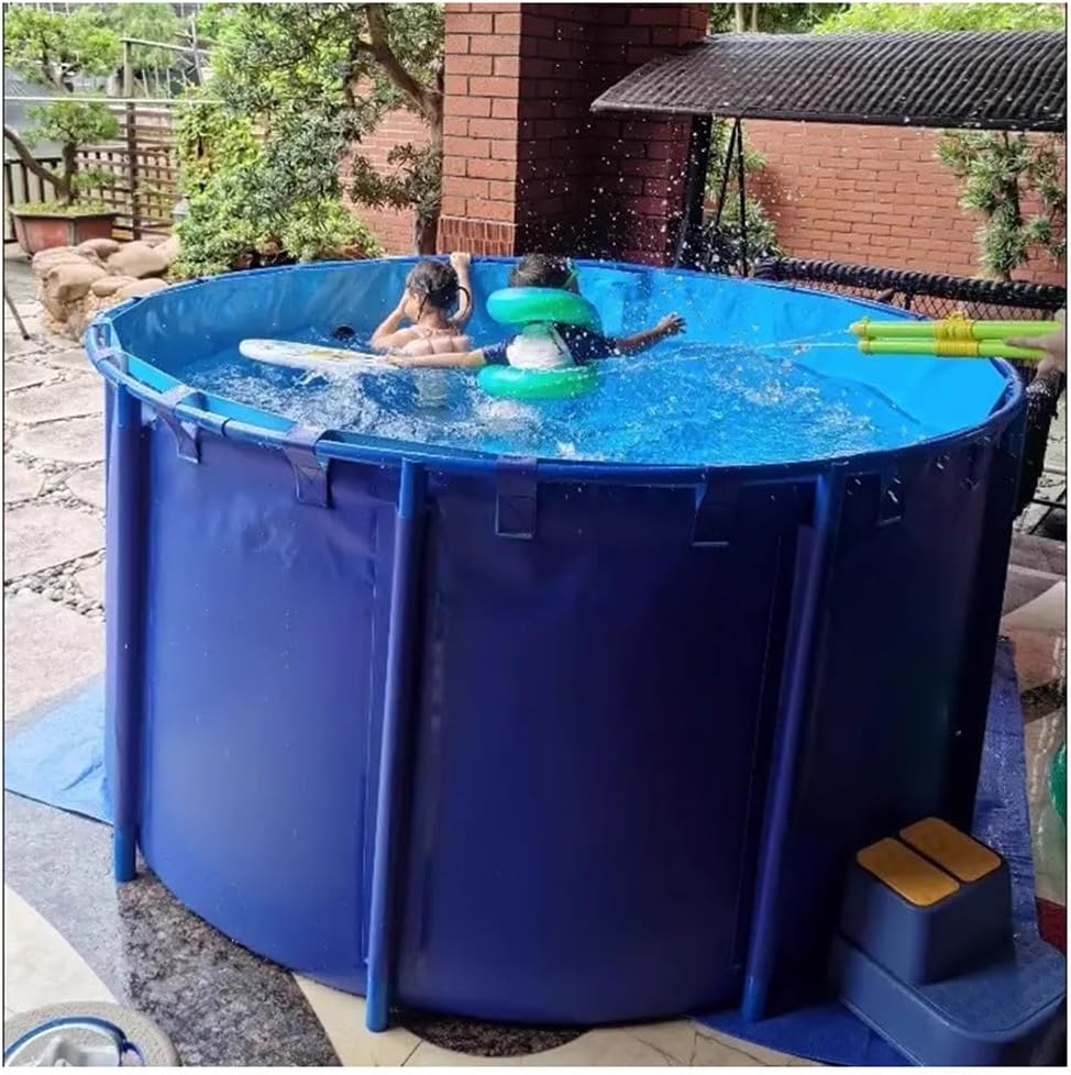 Durable 1x0.6m Round Koi Pond Show Tank - Above Ground Fish Pool with Sturdy Frame for Aquatic Plants, Water Irrigation & Garden Decoration (470L Capacity)