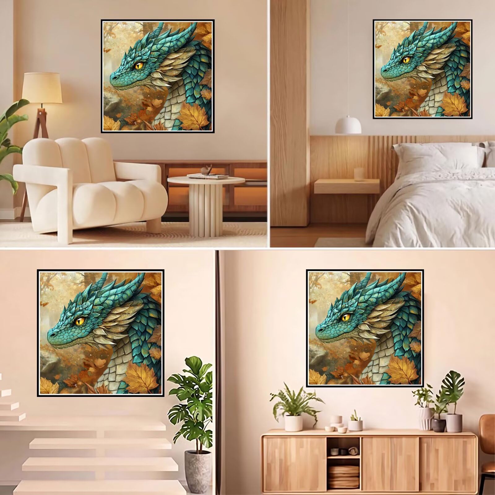 Broderie Diamant Kit Complet 5D, Animal Diamond Painting Adulte Plein Foret, Peinture Diamant pour Adulte Enfant Débutant, Loisirs Créatifs de Détente et Décoration Maison, Dragon 100x100cm FX#169