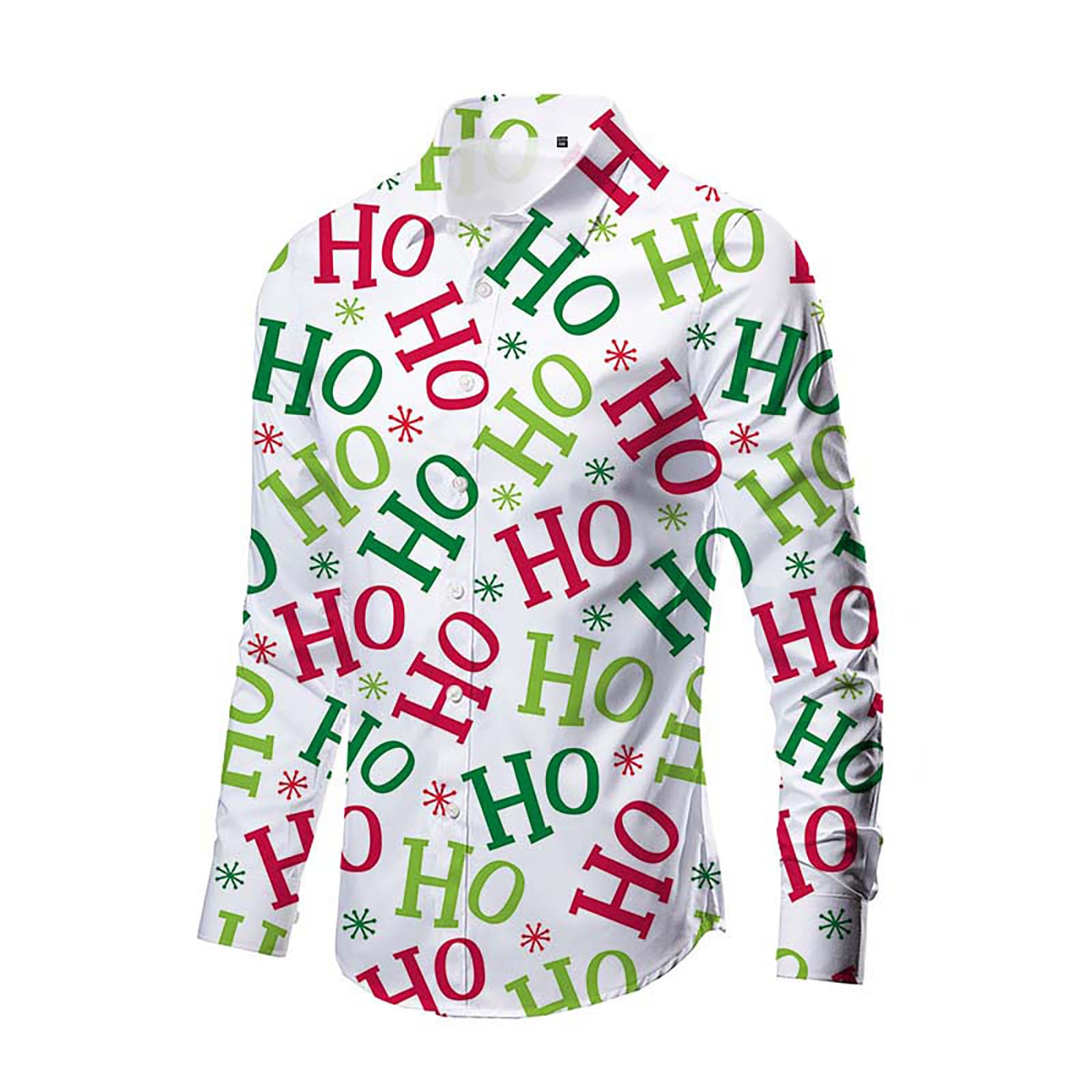 Produktbild von Hemd Weihnachten Herren, Lustig Christmas Shirt Men, Mit Weihnachts Ugly Motiven Classic Funky Familien Outfit Weihnachten Große Größen Umlegekragen Langarm Button Santa Weihnachtshemd Herren