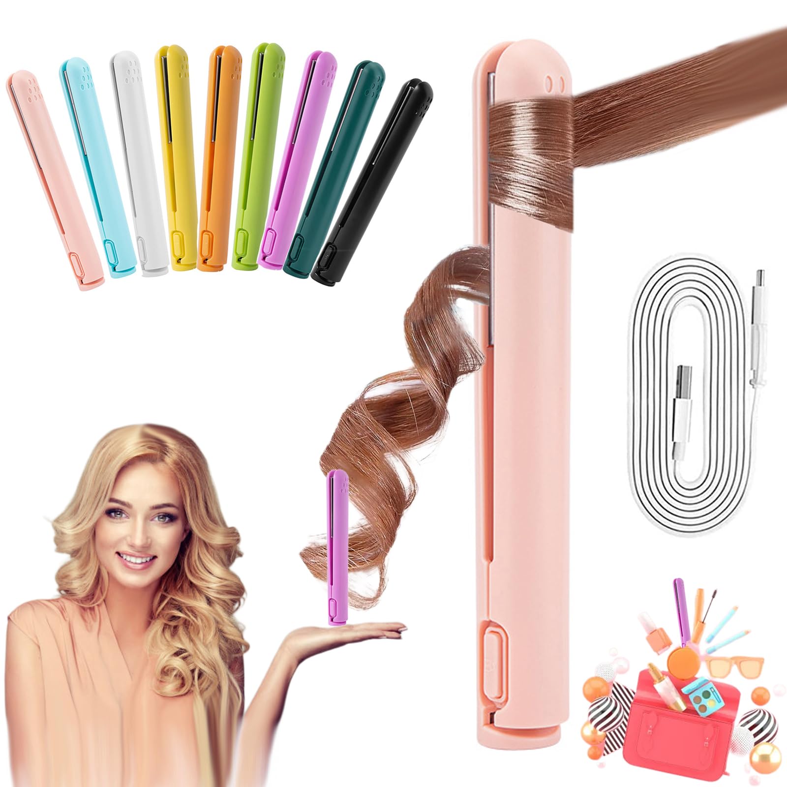 Mini Dual-Purpose Curling Iron for Short Hair Portable Mini Dual Purpose Curling Iron Mini Hair Straightener and Curler