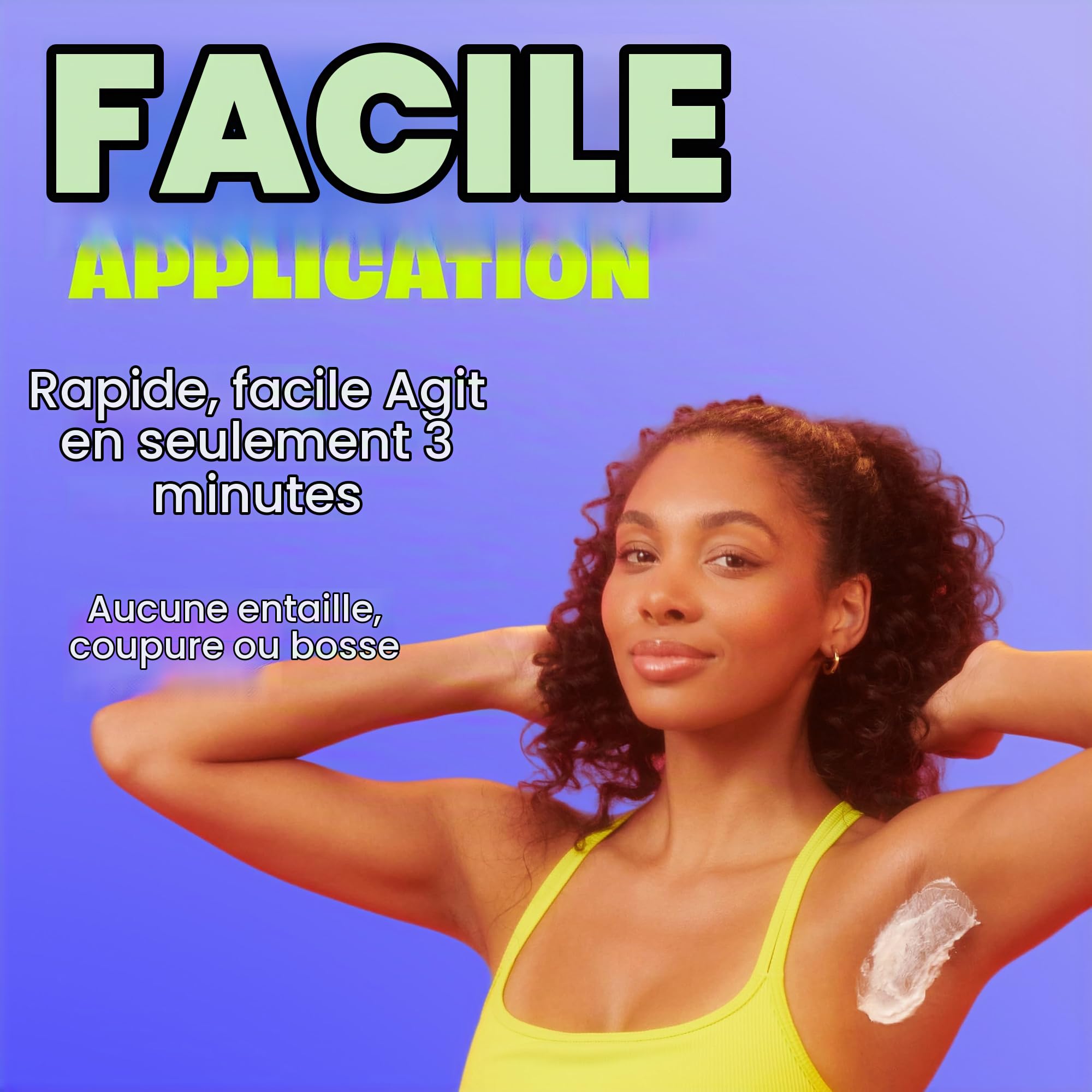 Nair Sensitive Formula Glide On Crème d'épilation mains libres avec huile de noix de coco et vitamine E pour le corps, 93,6 g